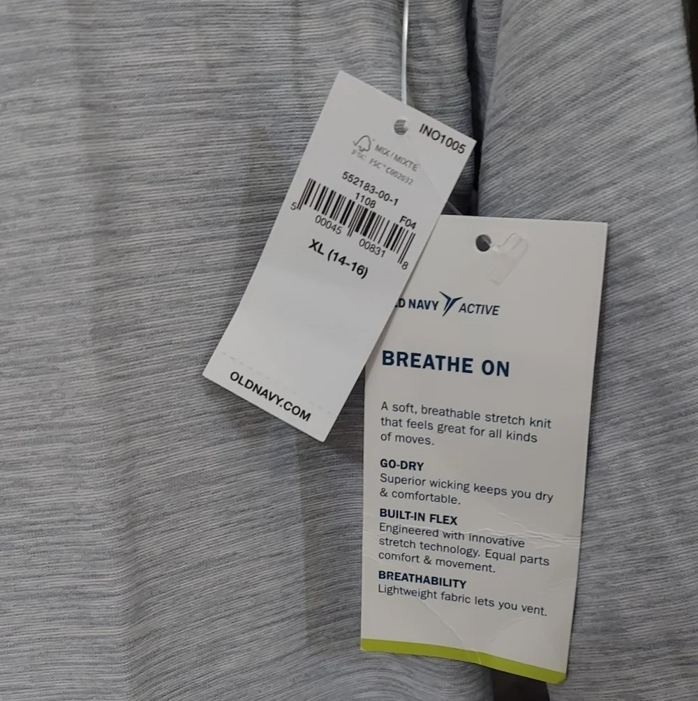 NWT Old Navy Active Heathered Gray Long Sleeve Polo ~sz XL(14-16) School Uniform
